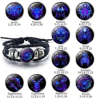 Zodiac Constellation Leather Guardian Bracelet